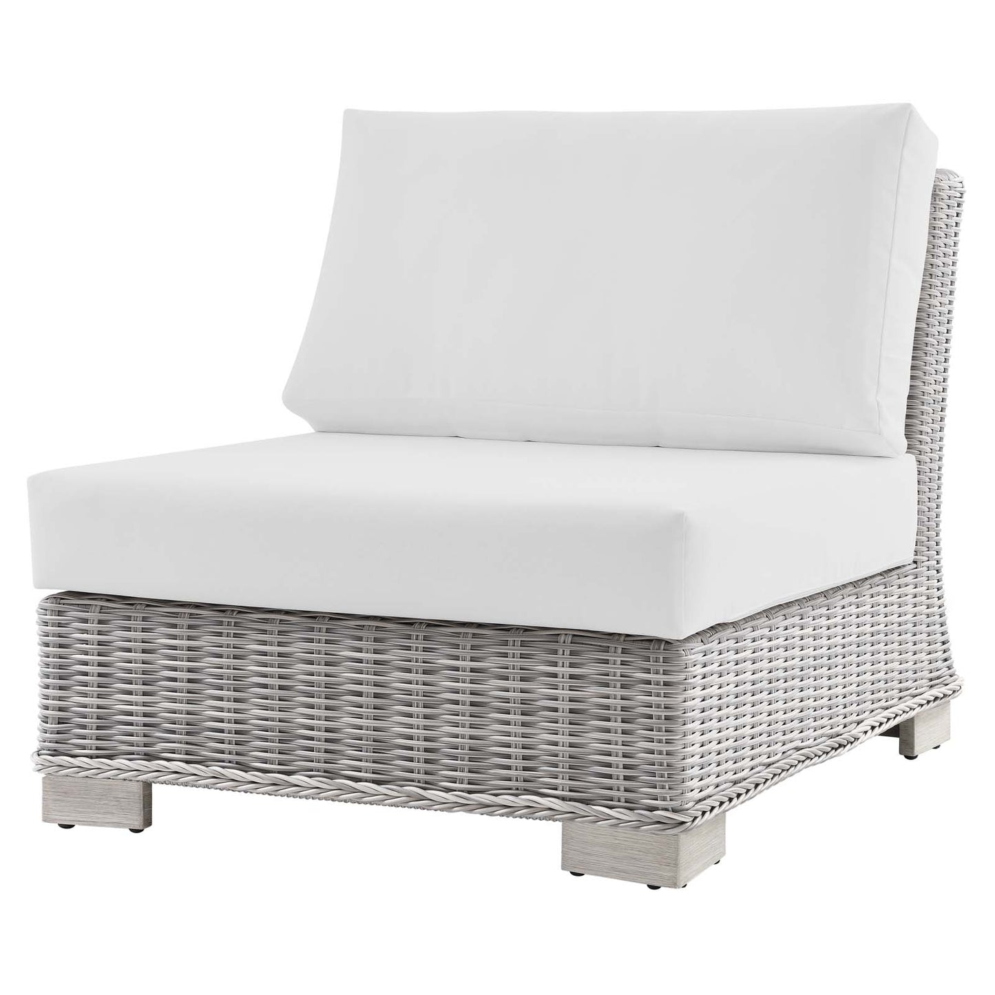 Conway Outdoor Patio Wicker Rattan 6-Piece Sectional Sofa Furniture Set, Rattan, Wicker, Light Grey Gray White, 23388