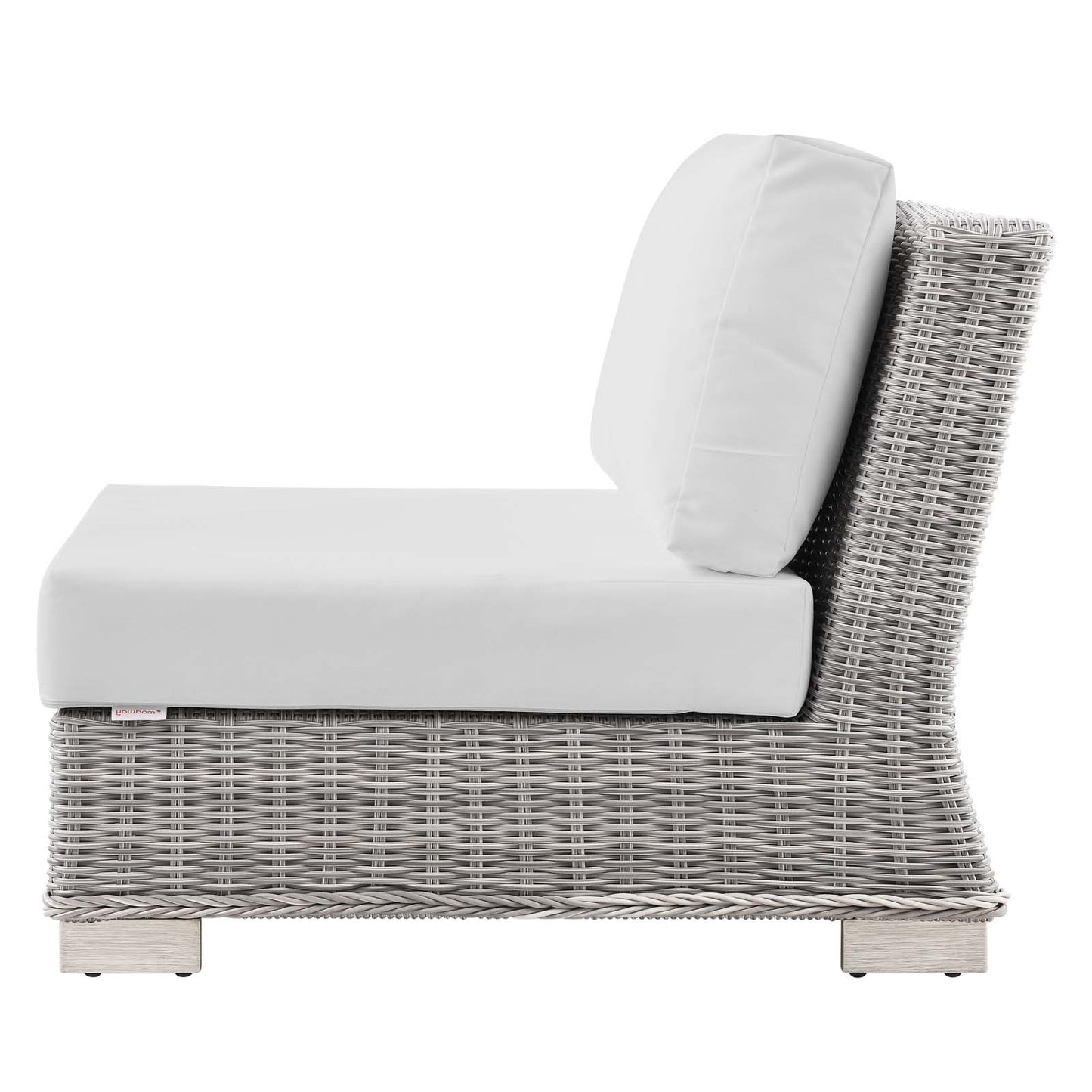 Conway Outdoor Patio Wicker Rattan 6-Piece Sectional Sofa Furniture Set, Rattan, Wicker, Light Grey Gray White, 23388