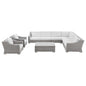 Conway Outdoor Patio Wicker Rattan 9-Piece Sectional Sofa Furniture Set, Rattan, Wicker, Light Grey Gray White, 23396