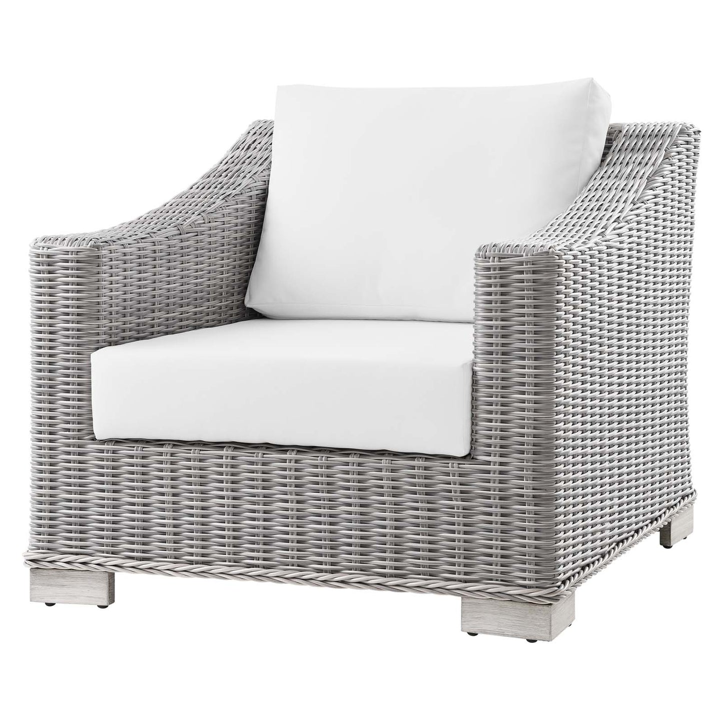 Conway Outdoor Patio Wicker Rattan 9-Piece Sectional Sofa Furniture Set, Rattan, Wicker, Light Grey Gray White, 23396