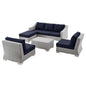 Conway 5-Piece Outdoor Patio Wicker Rattan Furniture Set, Rattan, Wicker, Light Grey Gray Blue Navy, 23399