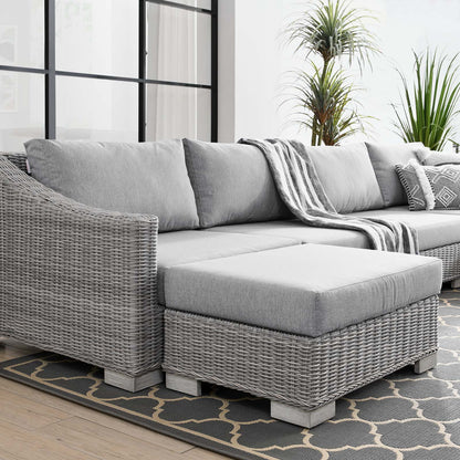 Conway Outdoor Patio Wicker Rattan 6-Piece Sectional Sofa Furniture Set, Rattan, Wicker, Grey Gray, 23405