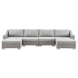 Conway Outdoor Patio Wicker Rattan 6-Piece Sectional Sofa Furniture Set, Rattan, Wicker, Grey Gray, 23405