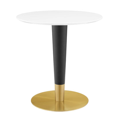 Zinque 28" Dining Table, Wood, Metal Steel, Gold White, 20875
