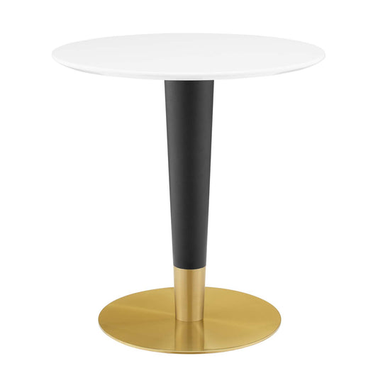 Zinque 28" Dining Table, Wood, Metal Steel, Gold White, 20875