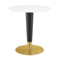 Zinque 28" Dining Table, Wood, Metal Steel, Gold White, 20875