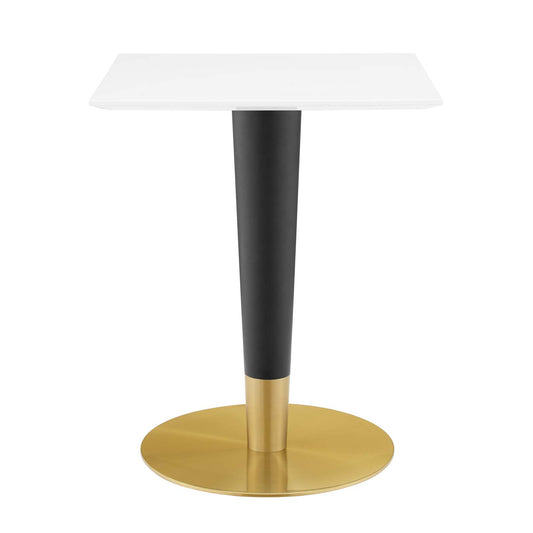 Zinque 24" Square Dining Table, Wood, Metal Steel, Gold White, 20877