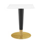 Zinque 24" Square Dining Table, Wood, Metal Steel, Gold White, 20877