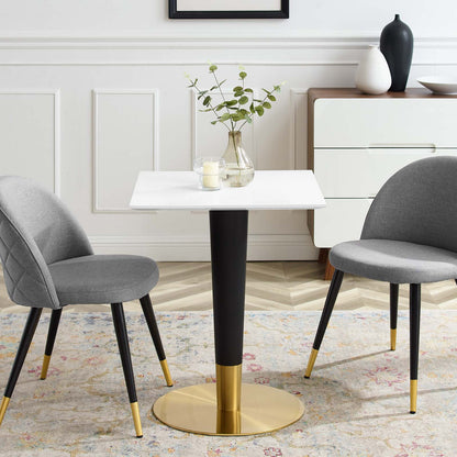 Zinque 24" Square Dining Table, Wood, Metal Steel, Gold White, 20877