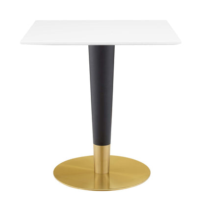 Zinque 28" Square Dining Table, Wood, Metal Steel, Gold White, 20878