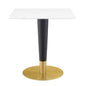 Zinque 28" Square Dining Table, Wood, Metal Steel, Gold White, 20878