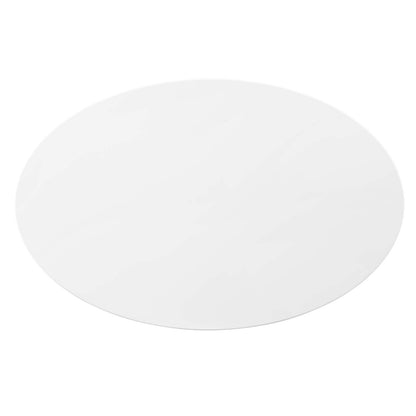 Zinque 42" Oval Dining Table, Wood, Metal Steel, Gold White, 20883