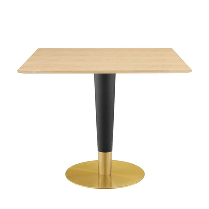 Zinque 36" Square Dining Table, Wood, Metal Steel, Gold Brown Natural, 20887