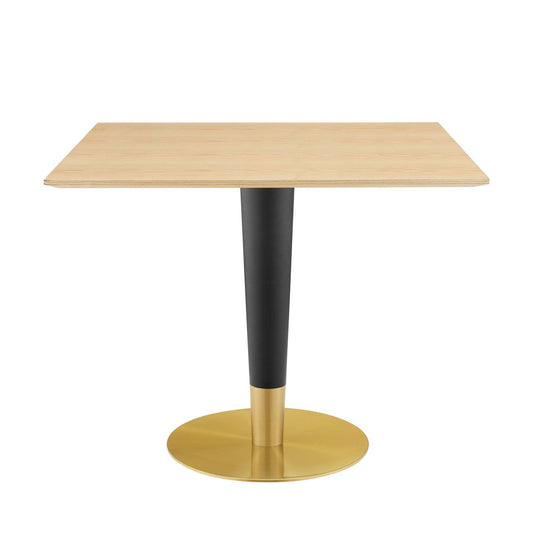 Zinque 36" Square Dining Table, Wood, Metal Steel, Gold Brown Natural, 20887