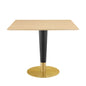 Zinque 36" Square Dining Table, Wood, Metal Steel, Gold Brown Natural, 20887