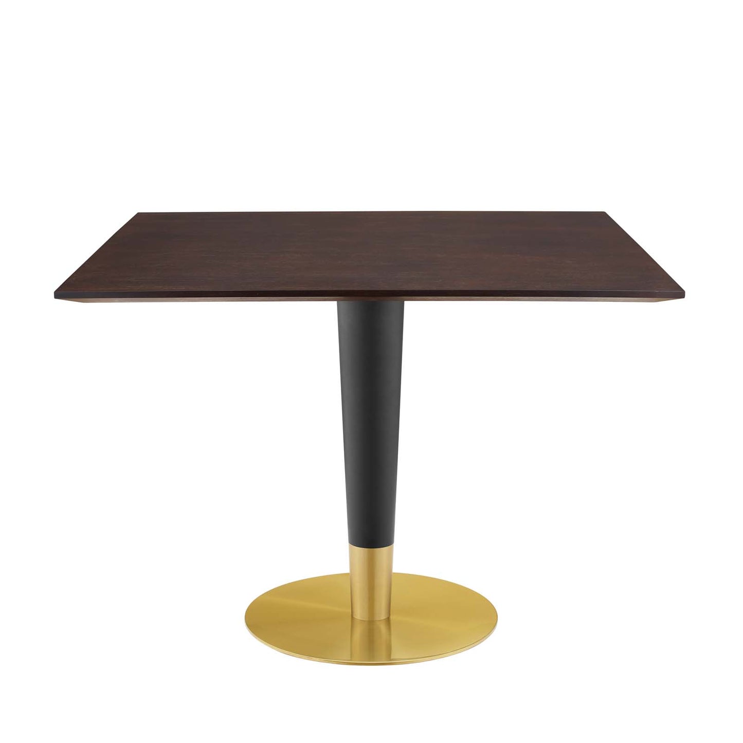 Zinque 40" Square Dining Table, Wood, Metal Steel, Gold Dark Brown Brown Walnut, 20888