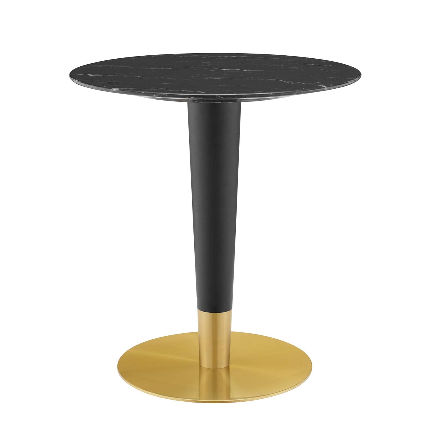 Zinque 28" Artificial Marble Dining Table, Artificial Marble, Metal Steel, Gold Black, 20890