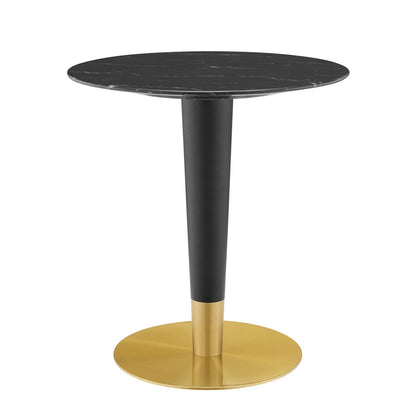 Zinque 28" Artificial Marble Dining Table, Artificial Marble, Metal Steel, Gold Black, 20890