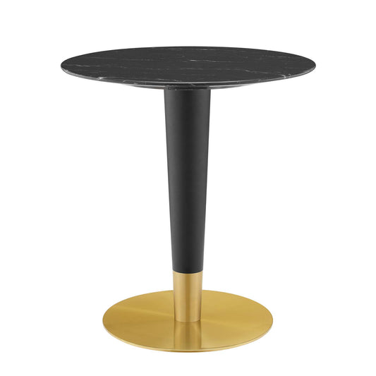 Zinque 28" Artificial Marble Dining Table, Artificial Marble, Metal Steel, Gold Black, 20890