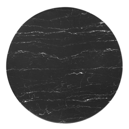 Zinque 28" Artificial Marble Dining Table, Artificial Marble, Metal Steel, Gold Black, 20890