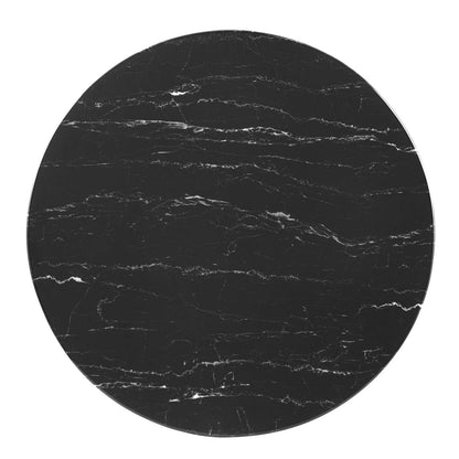Zinque 36" Artificial Marble Dining Table, Artificial Marble, Metal Steel, Gold Black, 20891