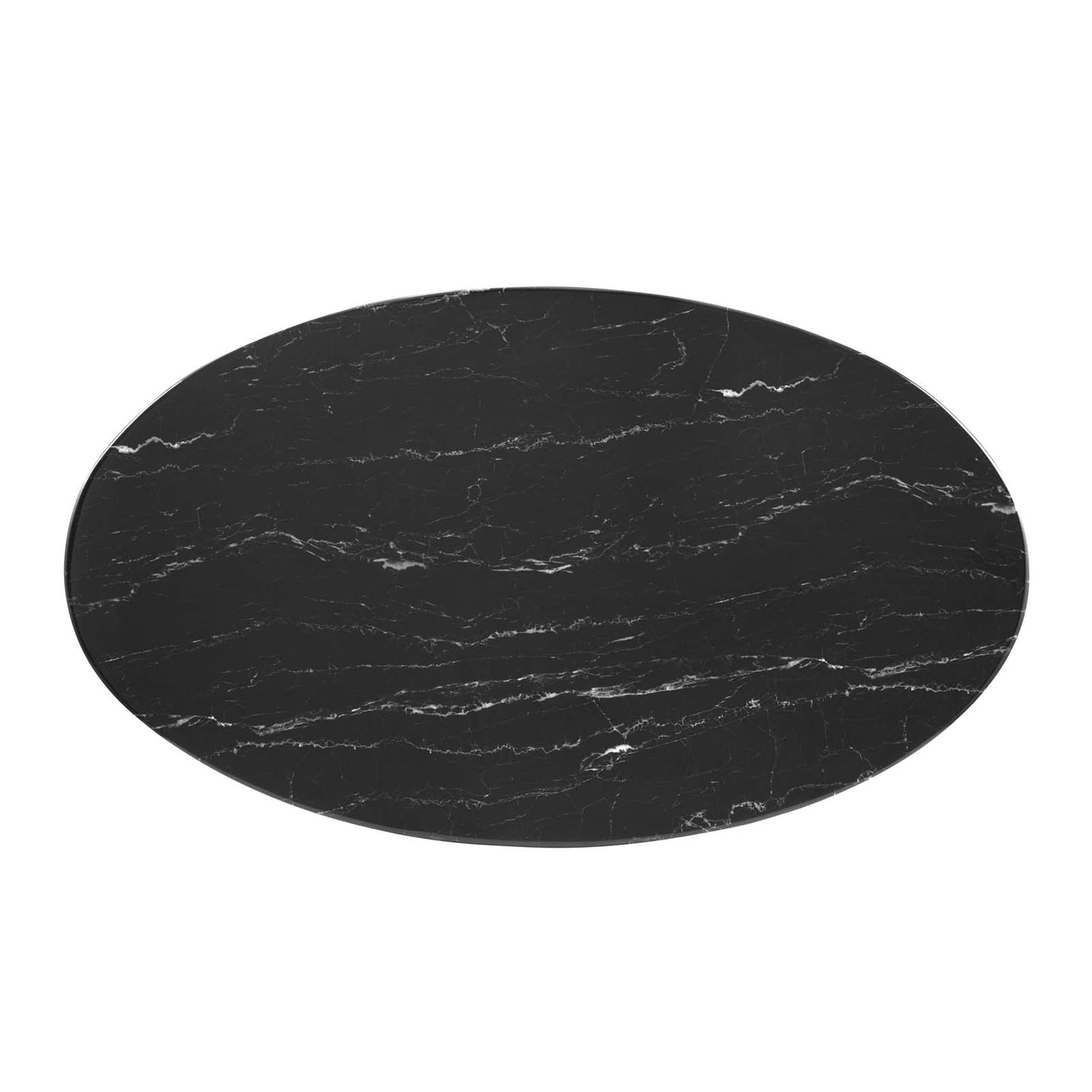 Zinque 48" Oval Artificial Marble Dining Table, Artificial Marble, Metal Steel, Gold Black, 20893