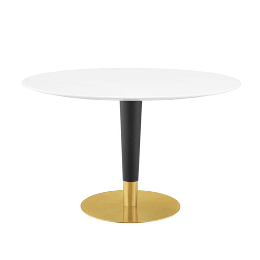 Zinque 47" Dining Table, Wood, Metal Steel, Gold White, 20895