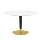 Zinque 47" Dining Table, Wood, Metal Steel, Gold White, 20895