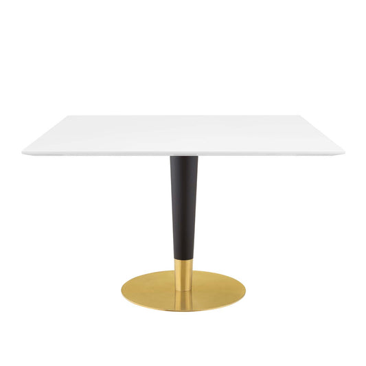 Zinque 47" Square Dining Table, Wood, Metal Steel, Gold White, 20896