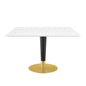Zinque 47" Square Dining Table, Wood, Metal Steel, Gold White, 20896