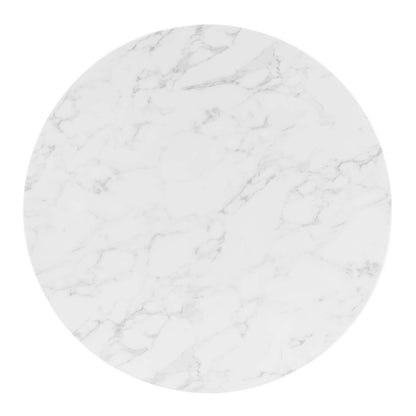 Zinque 40" Artificial Marble Dining Table, Artificial Marble, Metal Steel, Gold White, 20897