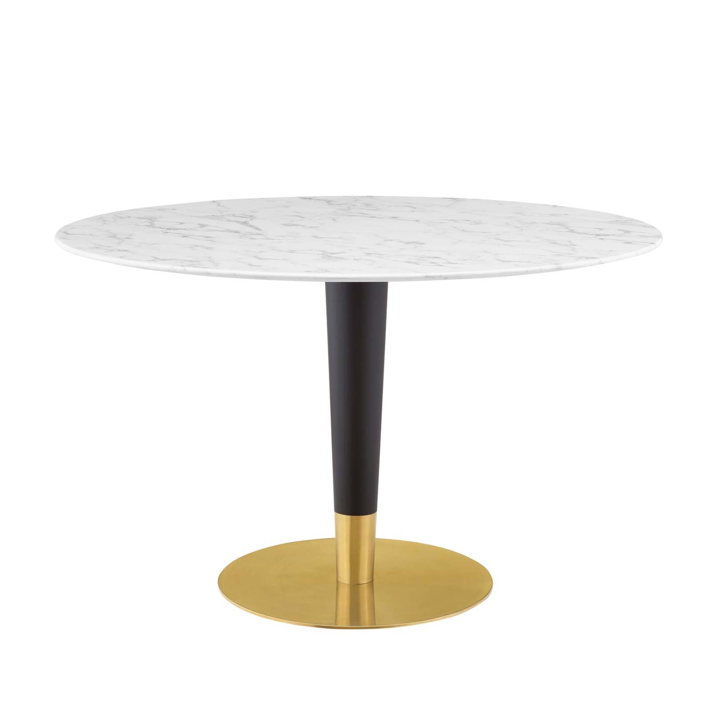 Zinque 47" Artificial Marble Dining Table, Artificial Marble, Metal Steel, Gold White, 20898
