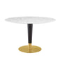 Zinque 47" Artificial Marble Dining Table, Artificial Marble, Metal Steel, Gold White, 20898