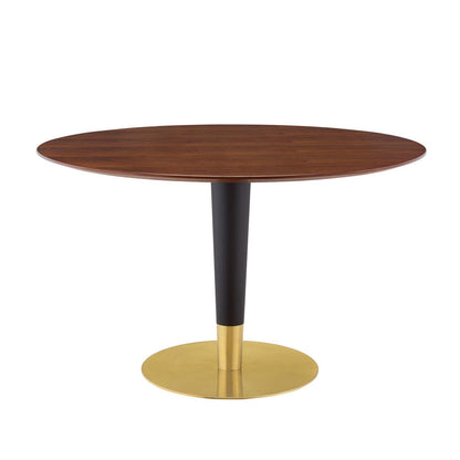 Zinque 47" Dining Table, Wood, Metal Steel, Gold Brown Brown Walnut, 20899