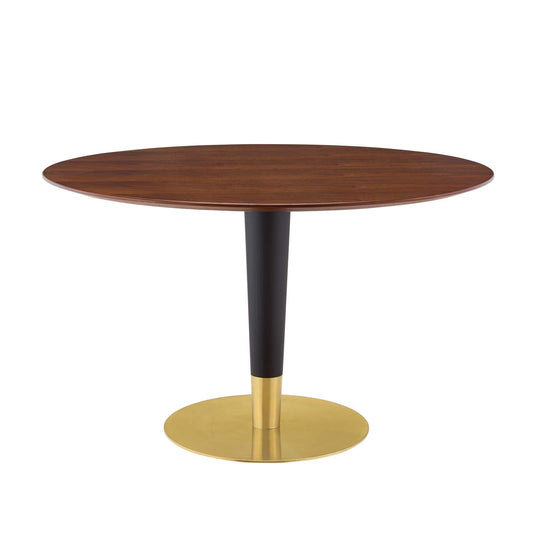 Zinque 47" Dining Table, Wood, Metal Steel, Gold Brown Brown Walnut, 20899