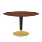 Zinque 47" Dining Table, Wood, Metal Steel, Gold Brown Brown Walnut, 20899