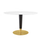 Zinque 48" Oval Dining Table, Wood, Metal Steel, Gold White, 20900
