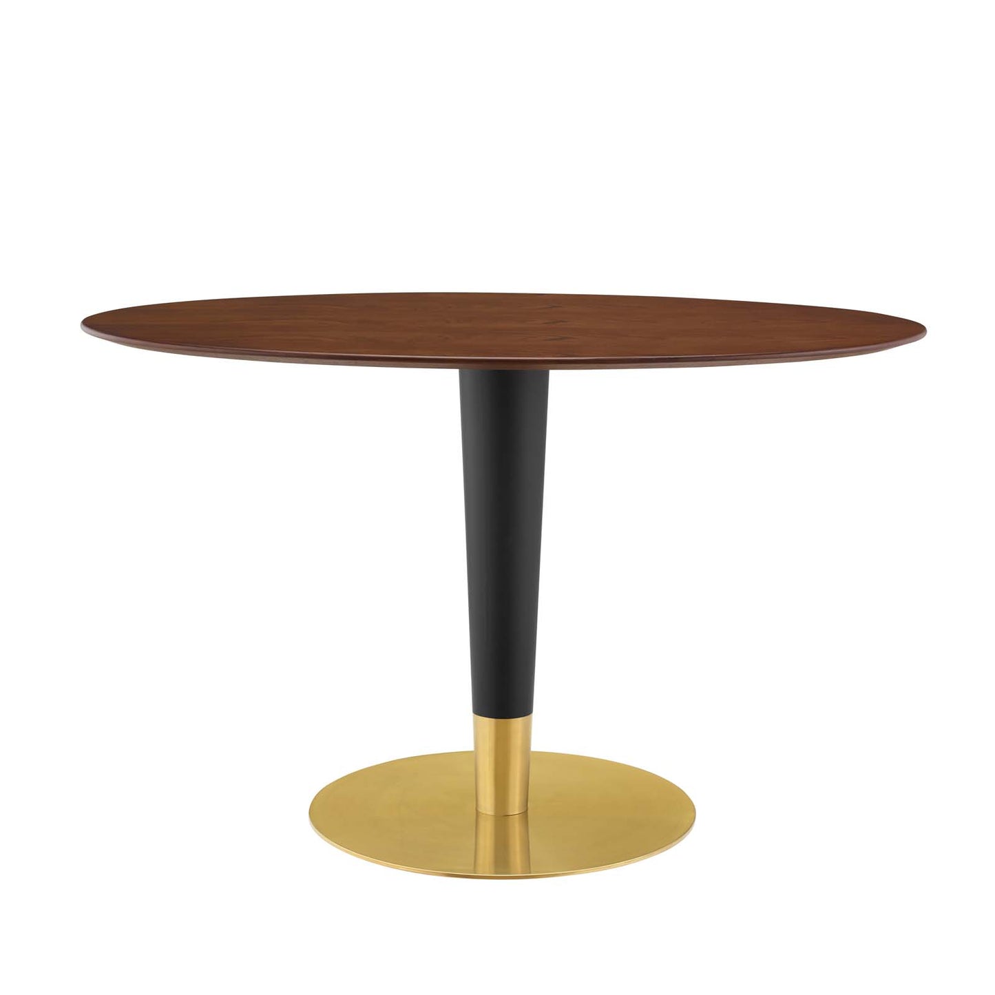 Zinque 48" Oval Dining Table, Wood, Metal Steel, Gold Brown Brown Walnut, 20901
