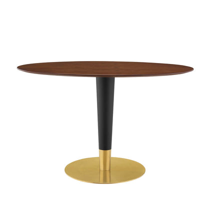 Zinque 48" Oval Dining Table, Wood, Metal Steel, Gold Brown Brown Walnut, 20901