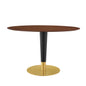Zinque 48" Oval Dining Table, Wood, Metal Steel, Gold Brown Brown Walnut, 20901