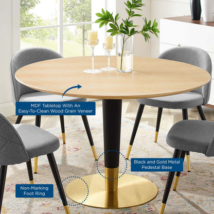 Zinque 47" Dining Table, Wood, Metal Steel, Gold Brown Natural, 20906