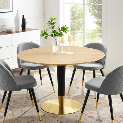 Zinque 47" Dining Table, Wood, Metal Steel, Gold Brown Natural, 20906