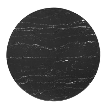 Zinque 40" Artificial Marble Dining Table, Artificial Marble, Metal Steel, Gold Black, 20907