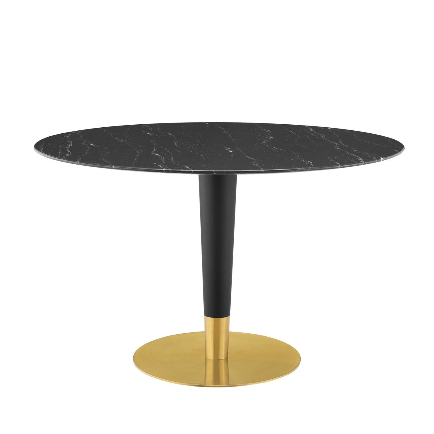 Zinque 47" Artificial Marble Dining Table, Artificial Marble, Metal Steel, Gold Black, 20908