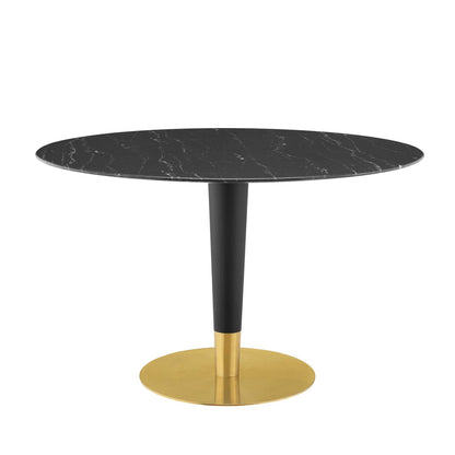 Zinque 47" Artificial Marble Dining Table, Artificial Marble, Metal Steel, Gold Black, 20908