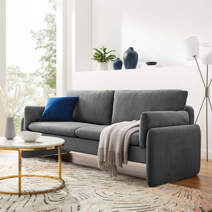 Indicate Performance Velvet Sofa, Velvet, Dark Grey Gray, 23305