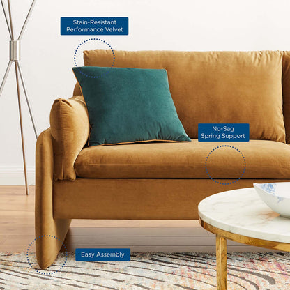 Indicate Performance Velvet Sofa, Velvet, Brown, 23306