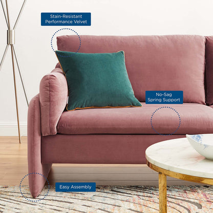 Indicate Performance Velvet Sofa, Velvet, Pink, 23307