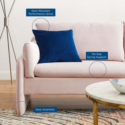 Indicate Performance Velvet Sofa, Velvet, Pink, 23311