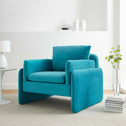 Indicate Performance Velvet Armchair, Velvet, Blue, 23313
